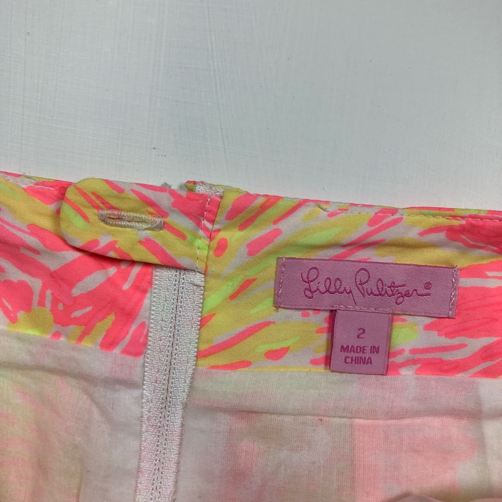 Lilly Pulitzer yellow pink floral print skirt 2 - Picture 4 of 7